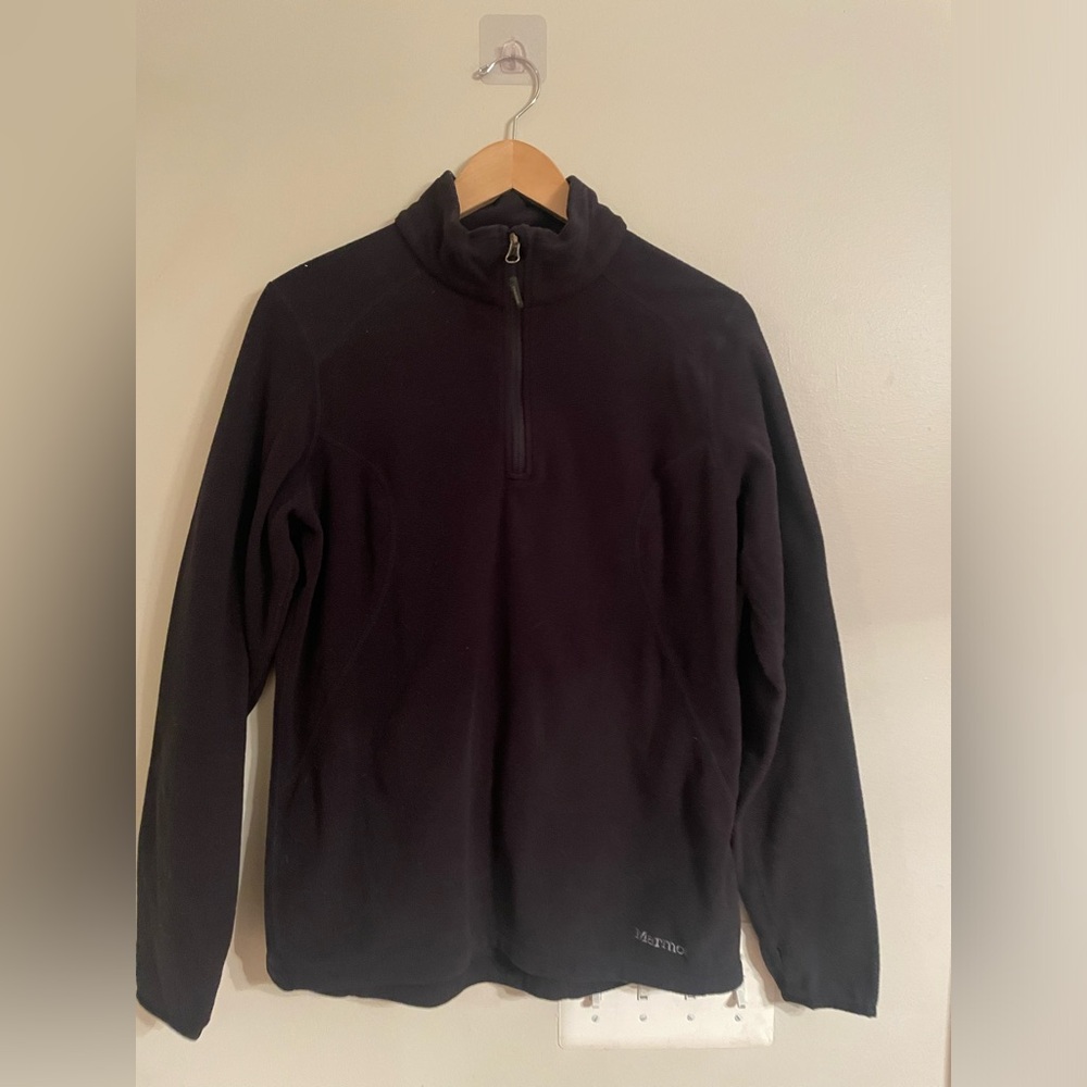 Marmot Polartec Fleece Jacket Mens XL Black 1/4 Zip Long Sleeve Outdoor Hiking